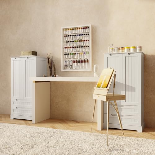47" Kitchen Pantry Storage Cabinet with Drawers, White