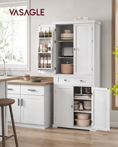 White Tall Pantry Cabinet with Ample Storage Space