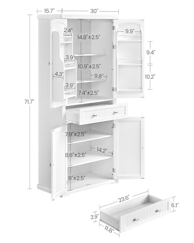 White Tall Pantry Cabinet with Ample Storage Space
