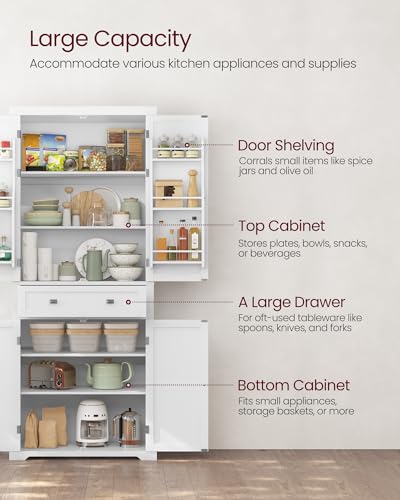White Tall Pantry Cabinet with Ample Storage Space