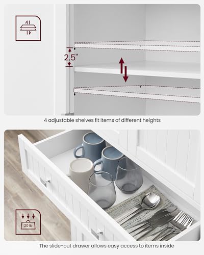 White Tall Pantry Cabinet with Ample Storage Space