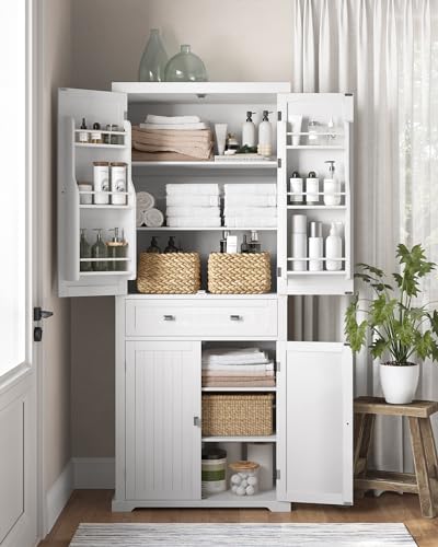 White Tall Pantry Cabinet with Ample Storage Space