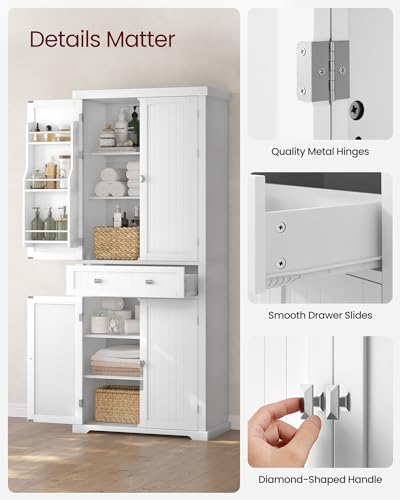 White Tall Pantry Cabinet with Ample Storage Space