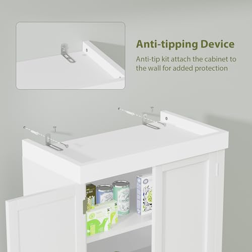 White 72" Tall Pantry Storage Cabinet with Drawer