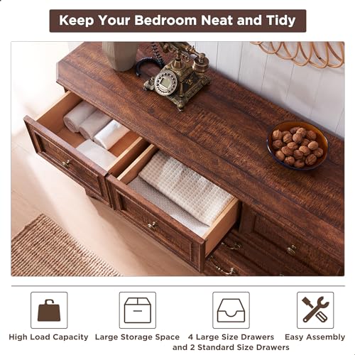 Rustic Farmhouse 7-Drawer Dresser with Vintage Design