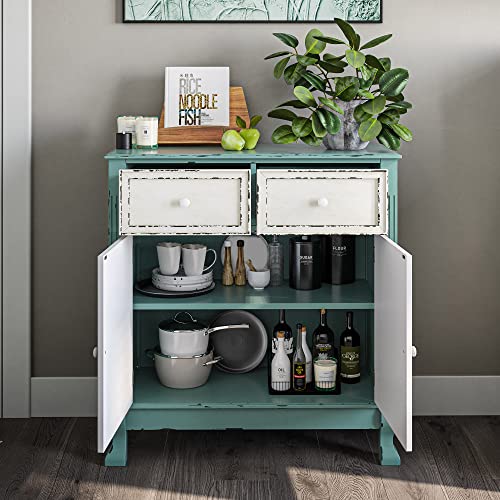 Rustic Wood Sideboard Cabinet, Vintage Farmhouse Accent - Abbey