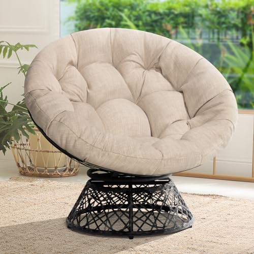 Ergonomic 40" Wicker Papasan Chair, Soft Thick Cushion