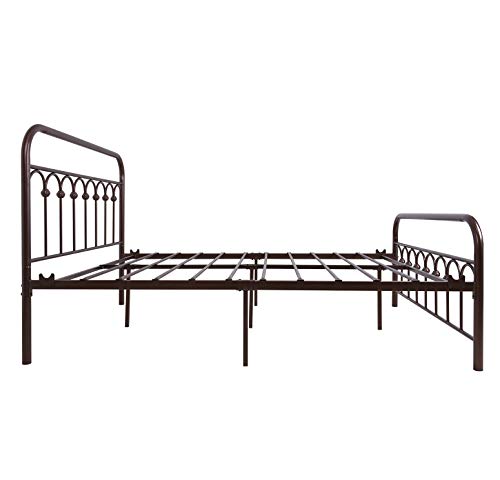 YALAXON Vintage Metal Bed Frame with Headboard - Antique Brown