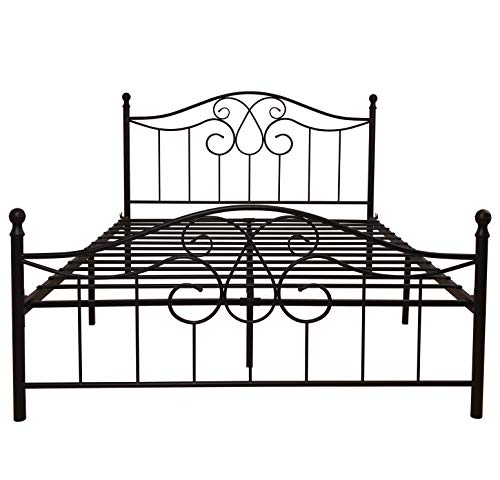 YALAXON Vintage Metal Bed Frame with Headboard/Footboard Queen