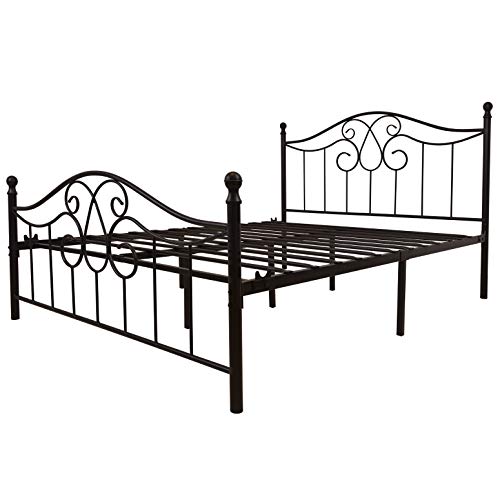 YALAXON Vintage Metal Bed Frame with Headboard/Footboard Queen