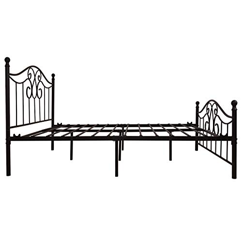 YALAXON Vintage Metal Bed Frame with Headboard/Footboard Queen