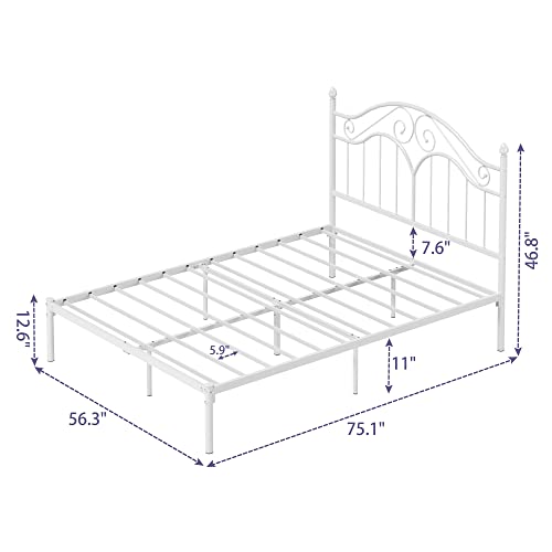 Vintage Headboard Metal Bed Frame with Storage Space