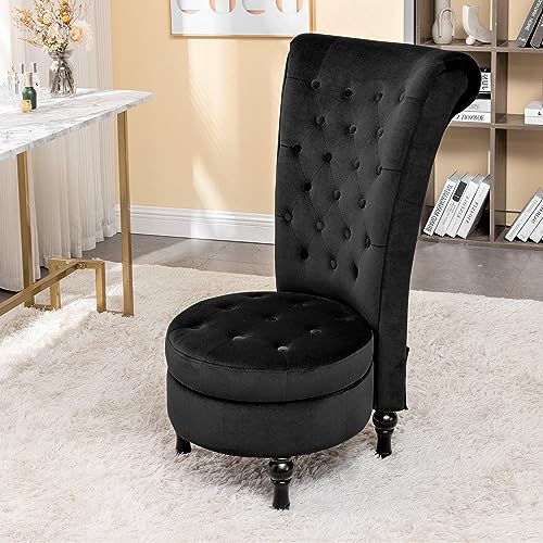 Royal High-Back Velvet Accent Chair with Storage, Retro Design
