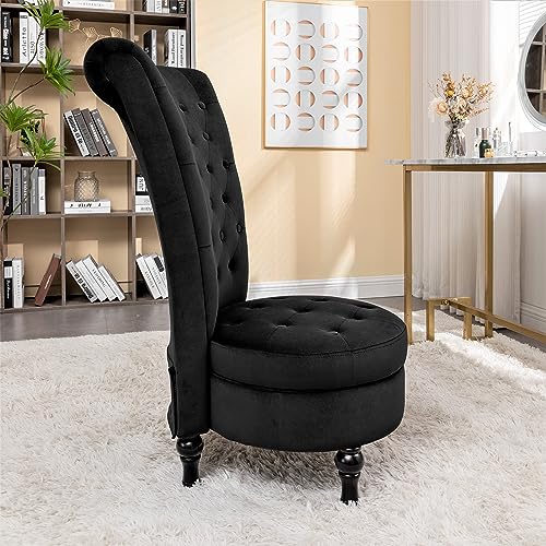 Royal High-Back Velvet Accent Chair with Storage, Retro Design