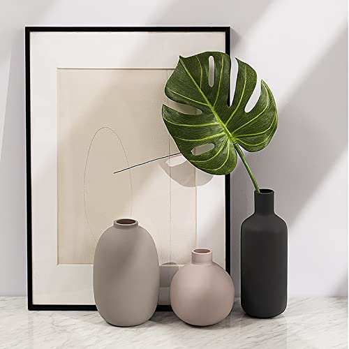 Set of 3 Neutral Modern Farmhouse Vases for Home