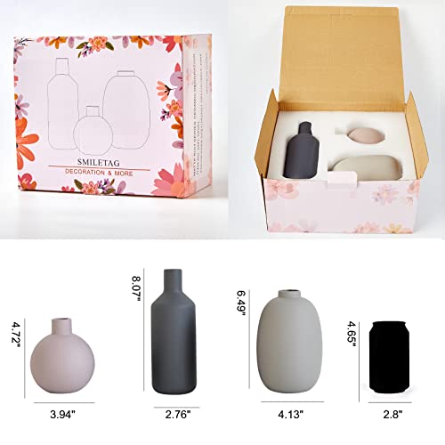 Set of 3 Neutral Modern Farmhouse Vases for Home