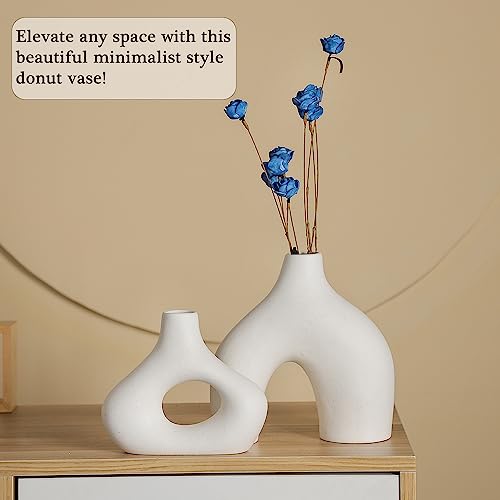 White Ceramic Vase Set of 2 for Modern Minimalist