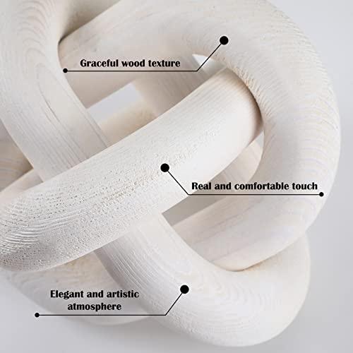 Hand carved wood chain link decorative objects (White)