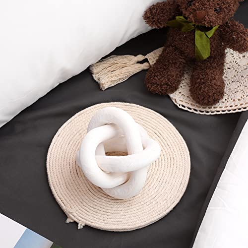 Hand carved wood chain link decorative objects (White)