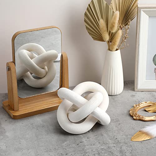 Hand carved wood chain link decorative objects (White)