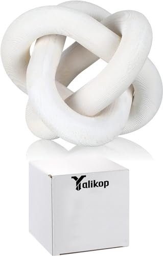 Hand carved wood chain link decorative objects (White)