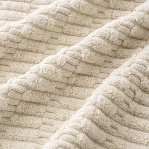 MIULEE Pack of 4 Cream White Corduroy Pillow Covers