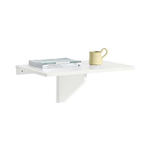 White Wall-Mounted Drop-Leaf Table for Kitchen & Dining