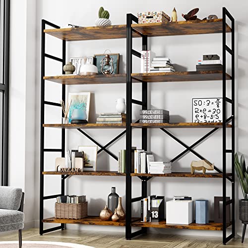 5-Tier Rustic Bookshelf for Bedroom, Living Room, Office