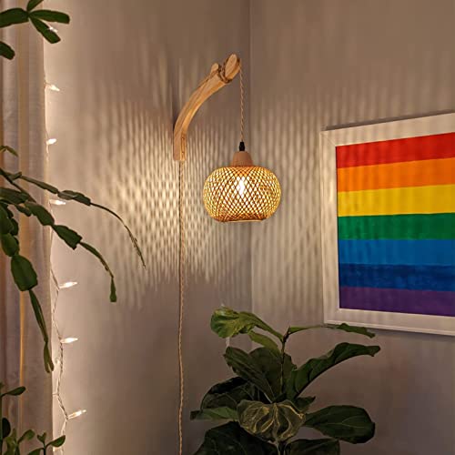 Handcrafted Bamboo Lantern Wall Sconces for Farmhouse Decor