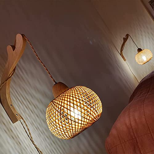 Handcrafted Bamboo Lantern Wall Sconces for Farmhouse Decor
