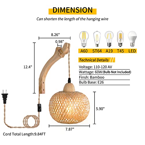 Handcrafted Bamboo Lantern Wall Sconces for Farmhouse Decor