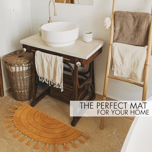 Boho Tassel Rug - Soft Half Circle Cotton Mat