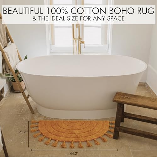 Boho Tassel Rug - Soft Half Circle Cotton Mat