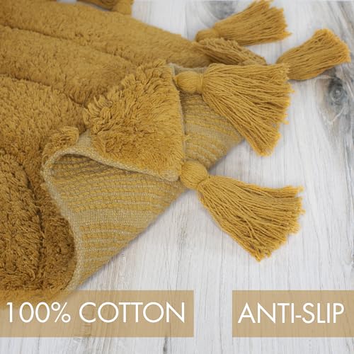 Boho Tassel Rug - Soft Half Circle Cotton Mat