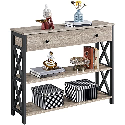 Yaheetech Gray Console Table with Drawer and Shelves