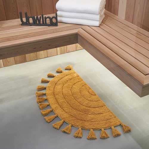 Boho Tassel Rug - Soft Half Circle Cotton Mat