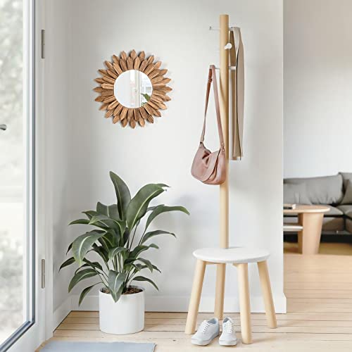 Rustic Wood Sunburst Wall Mirror for Home Decor