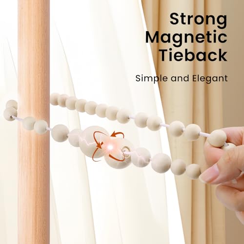 Wood Bead Curtain Tiebacks for Boho Bedroom Decor