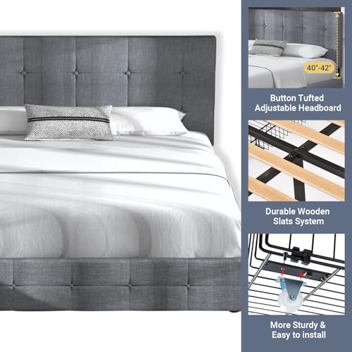 Allewie Upholstered Queen Bed Frame with Storage Drawers