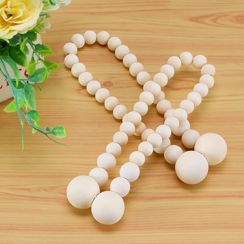 Wood Bead Curtain Tiebacks for Boho Bedroom Decor