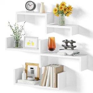 Set of 5 Wood Floating Shelves for Wall Decor
