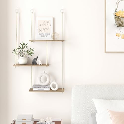 Rustic 3 Tier Boho Plant Rack Wall Shelves
