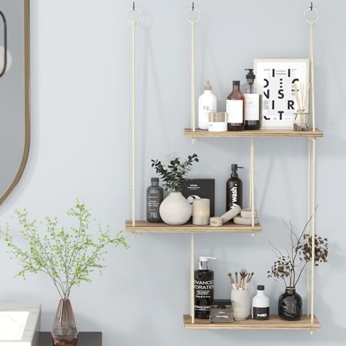 Rustic 3 Tier Boho Plant Rack Wall Shelves