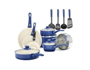 Nonstick Ceramic Cookware Set with Kitchen Utensils and Lid