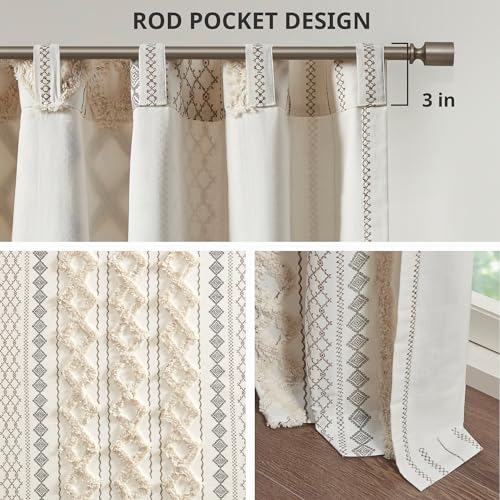 Boho Chenille Stripe Curtain Panel for Modern Farmhouse