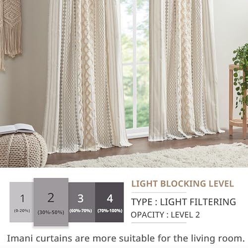 Boho Chenille Stripe Curtain Panel for Modern Farmhouse