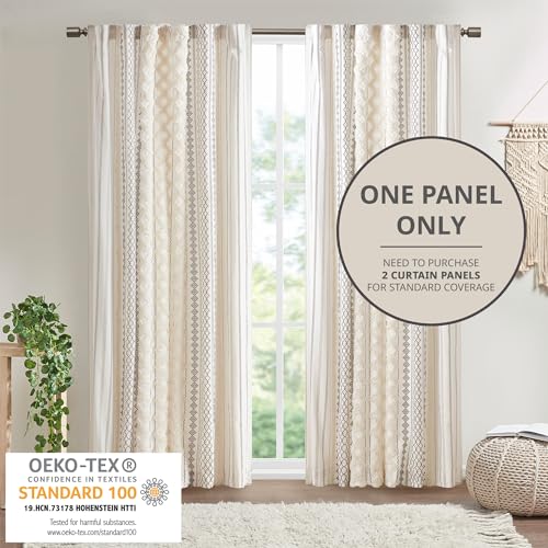 Boho Chenille Stripe Curtain Panel for Modern Farmhouse