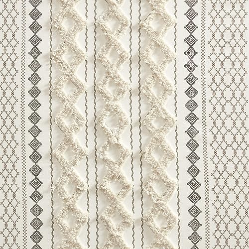 Boho Chenille Stripe Curtain Panel for Modern Farmhouse