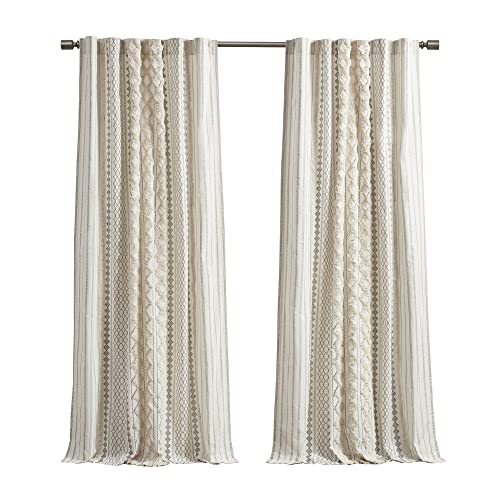 Boho Chenille Stripe Curtain Panel for Modern Farmhouse