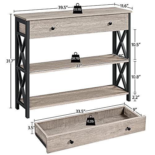 Yaheetech Gray Console Table with Drawer and Shelves